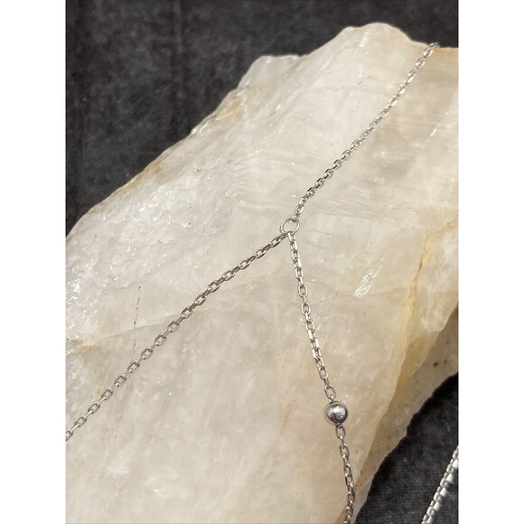 TR Layered 2-Tier Cubic Zirconia Sterling Silver 925 14-16'' Chain Necklace 2.7g - Picture 8 of 11